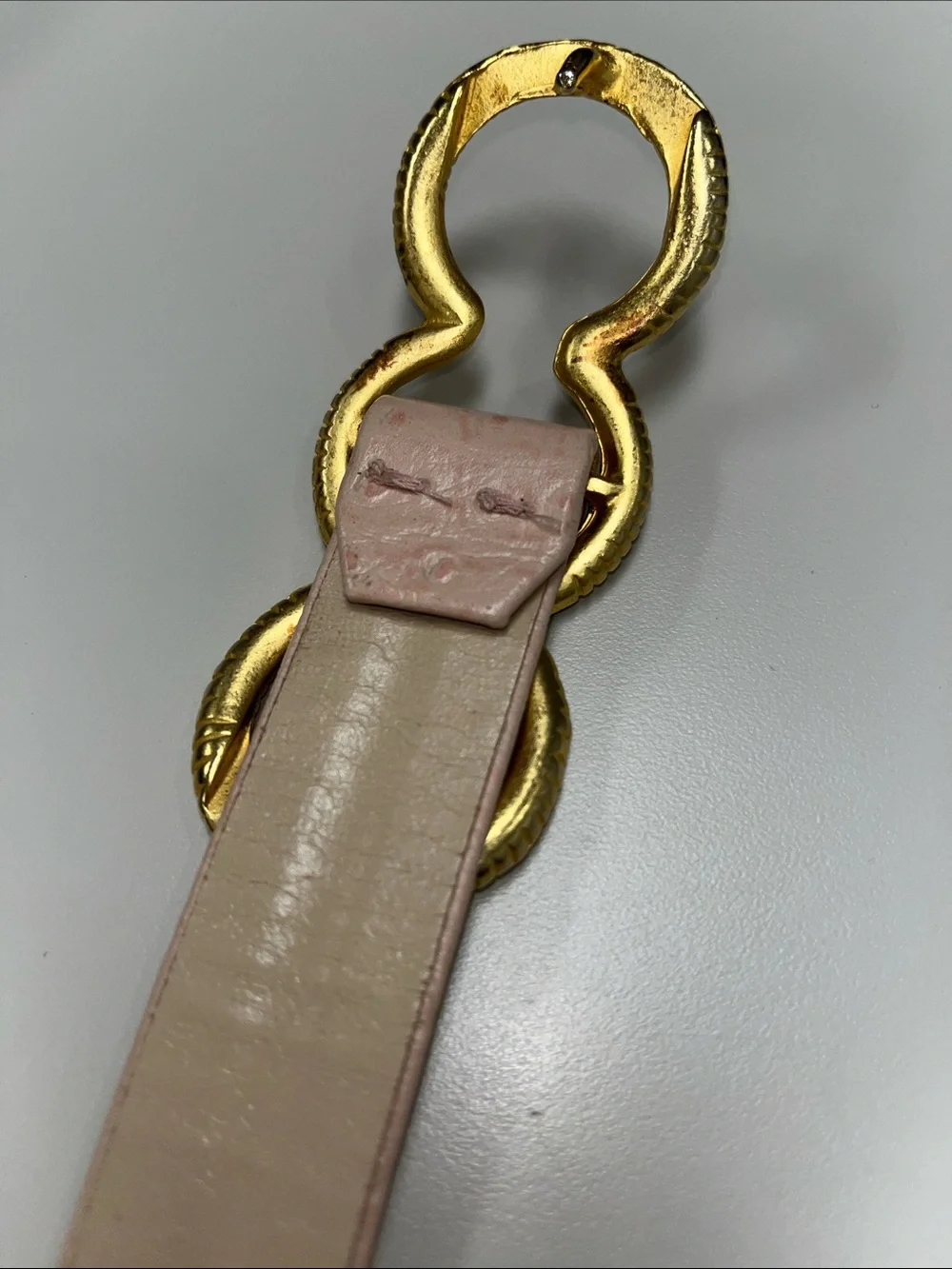 Carlisle Pink Textured Leather Belt with Gold Wavy Buckle